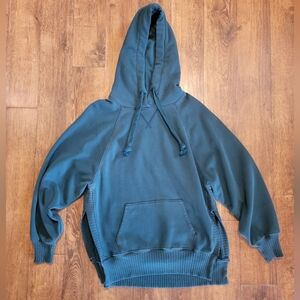 American Eagle teal‎ pullover split sides Oversized hoodie Womens S NWOT